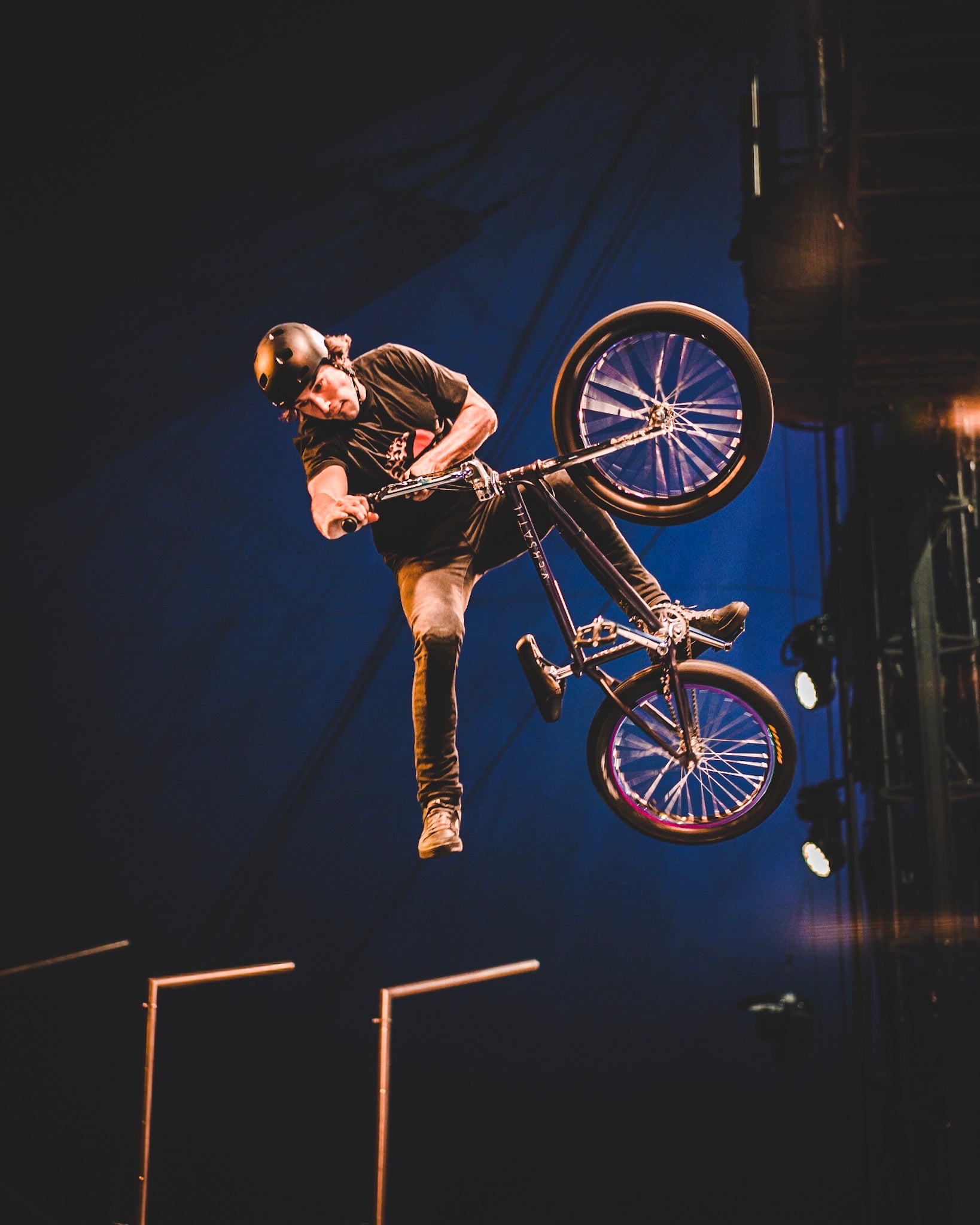 Victor Salazar performing BMX with Cirque du Soleil